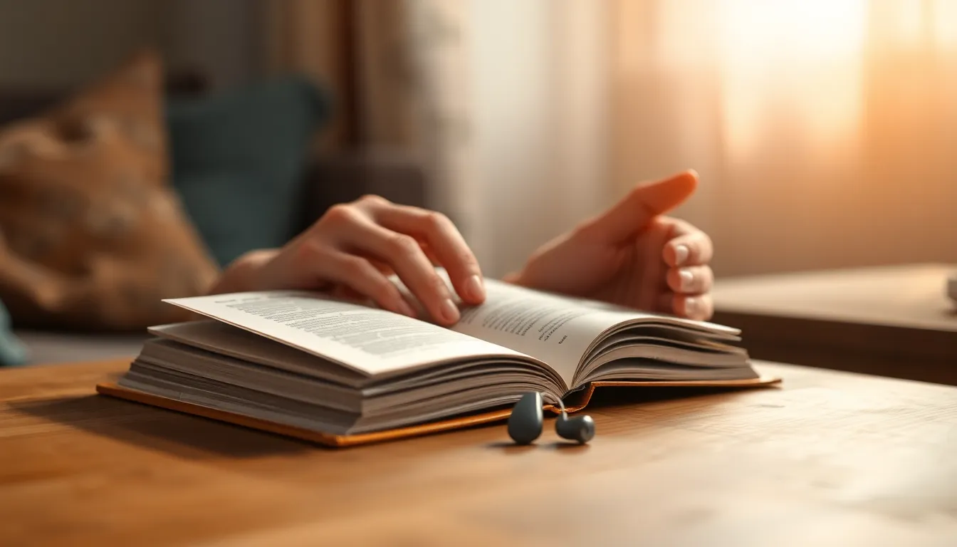 보청기를 착용한 노부부가 행복하게 대화하는 모습