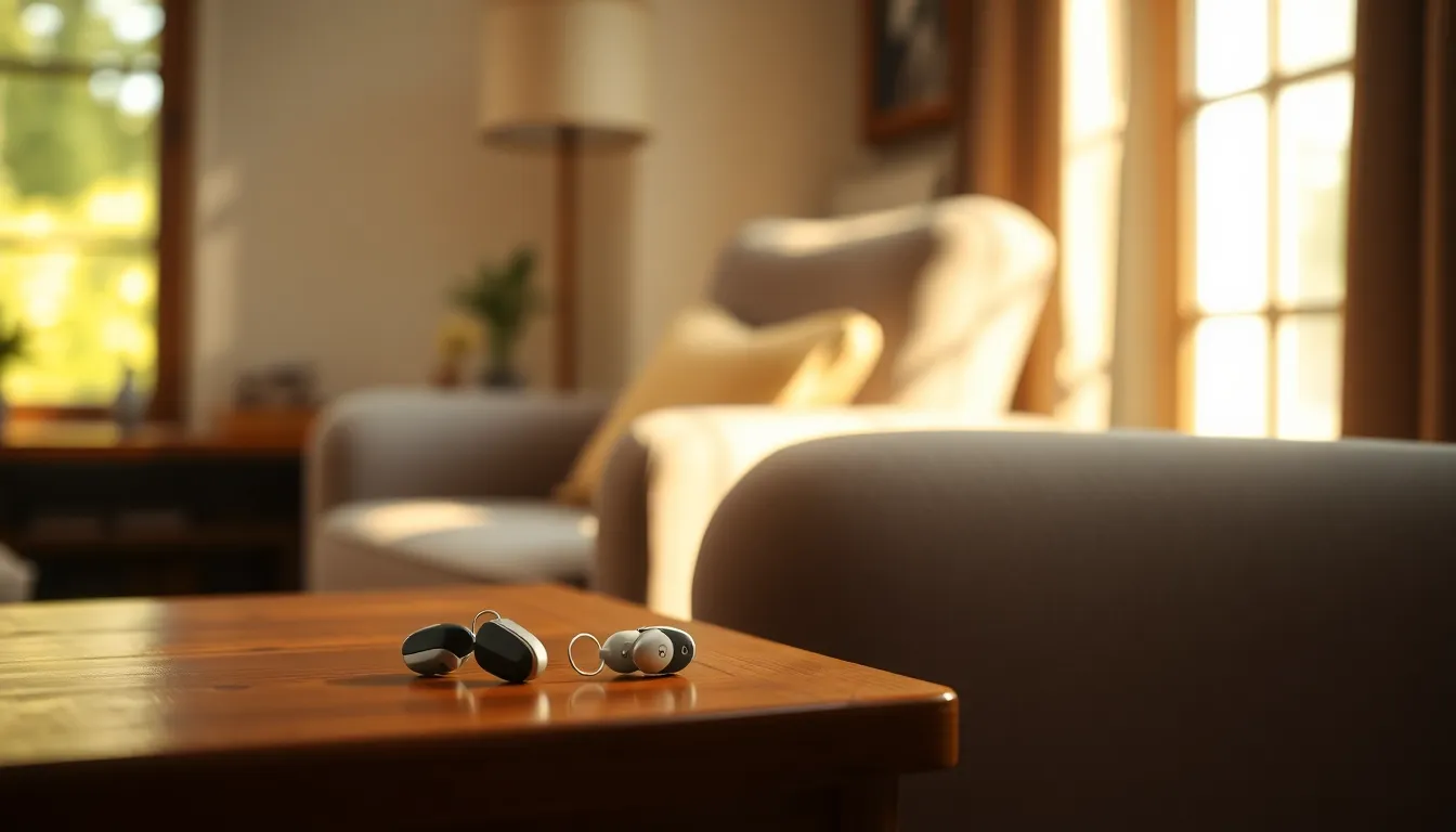 보청기를 착용한 미소 짓는 어르신