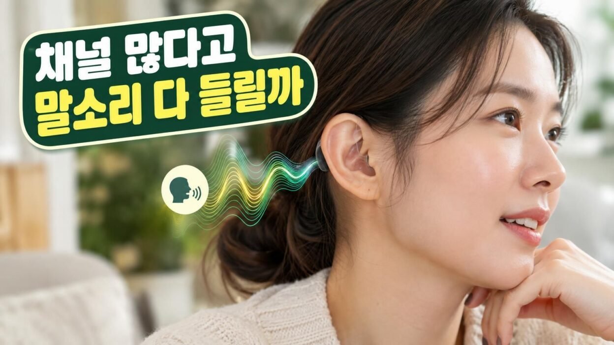 보청기 채널 수와 음향 조절 주파수를 그래픽으로 나타낸 이미지