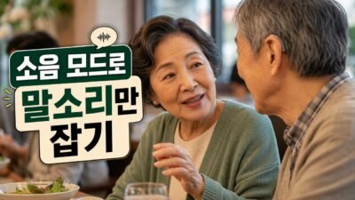 식당 소음 속에서 대화가 묻힐 때, 보청기 방향성 마이크 설정법