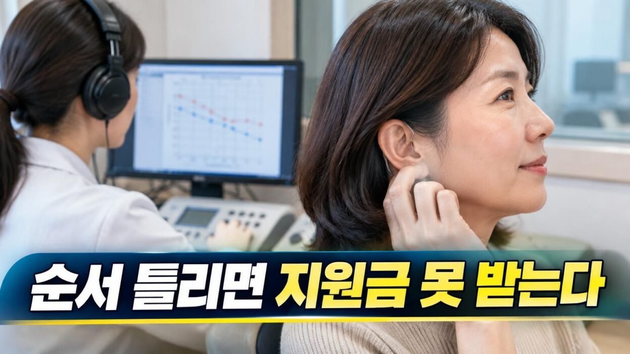 청각장애 진단 및 보청기 지원 절차를 위한 서류와 청력 검사 장비