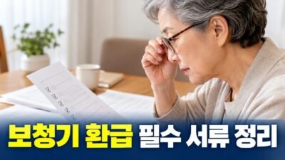 보청기 급여비 환급 신청에 필요한 서류를 확인하는 모습